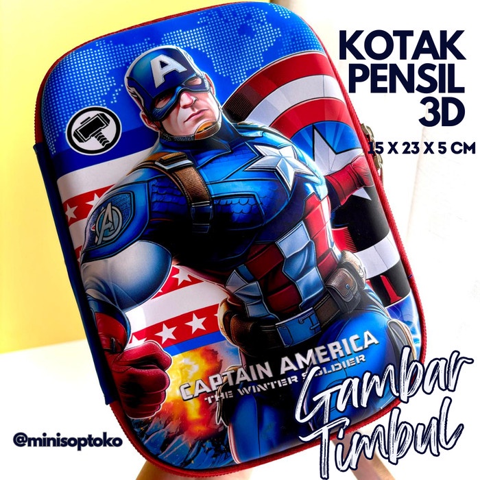 

JTTOP" TEMPAT PENSIL KOTAK PENSIL SMIGGLE 3D HARDCASE MARVEL KARAKTER ANAK