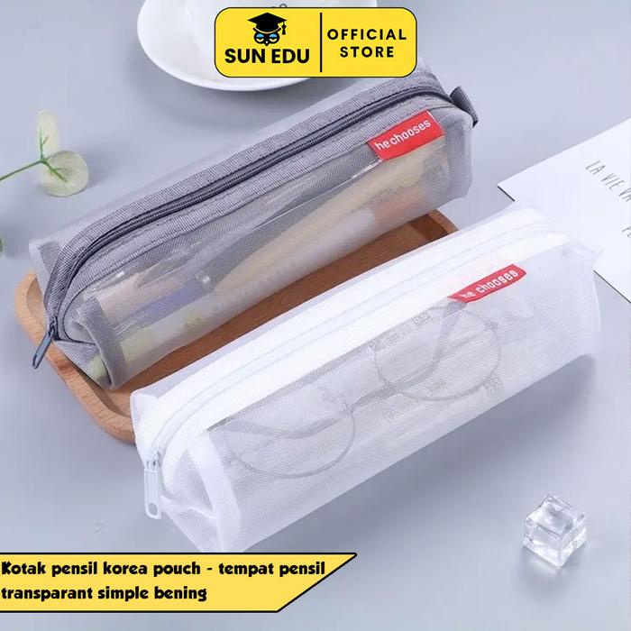 

JTTOP" KOTAK PENSIL KOREA POUCH/ TEMPAT PENSIL TRANSPARANT SIMPLE BENING/PENCIL CASE LUCU STATIONERY
