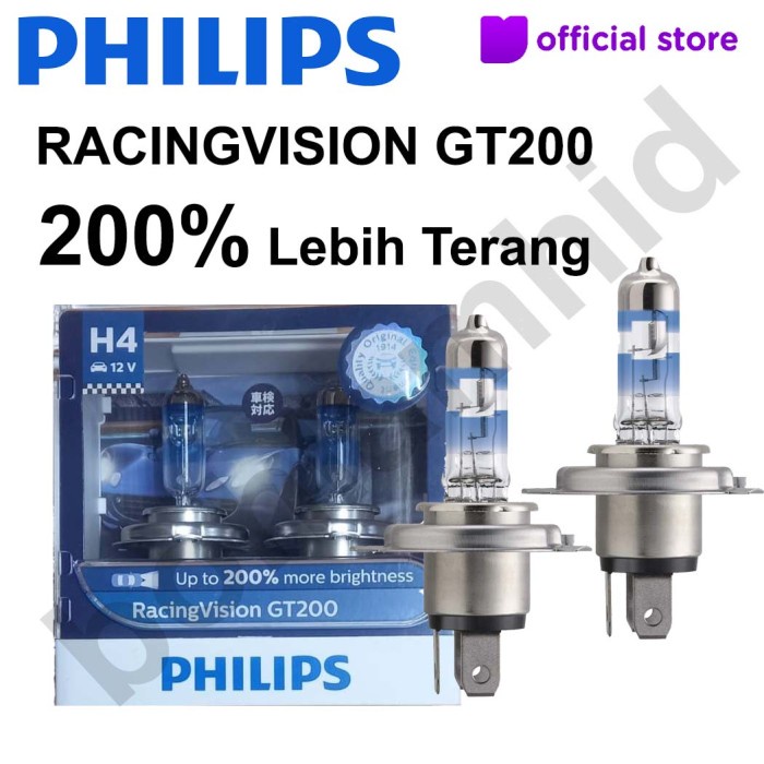 TOP" LAMPU MOBIL H4 PHILIPS RACINGVISION GT200 RACING VISION MADE IN POLAND