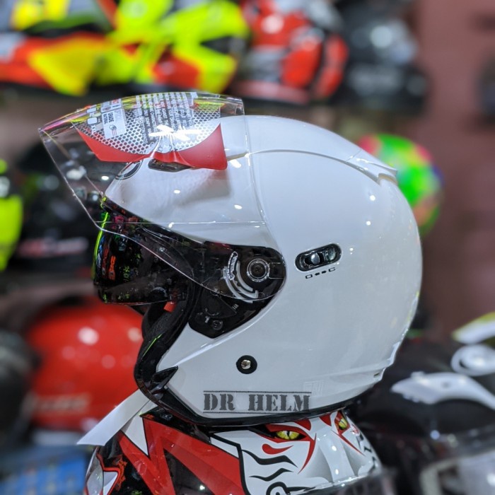 HELM KYT DJ MARU MAXI SOLID WHITE DOUBLE VISOR half face