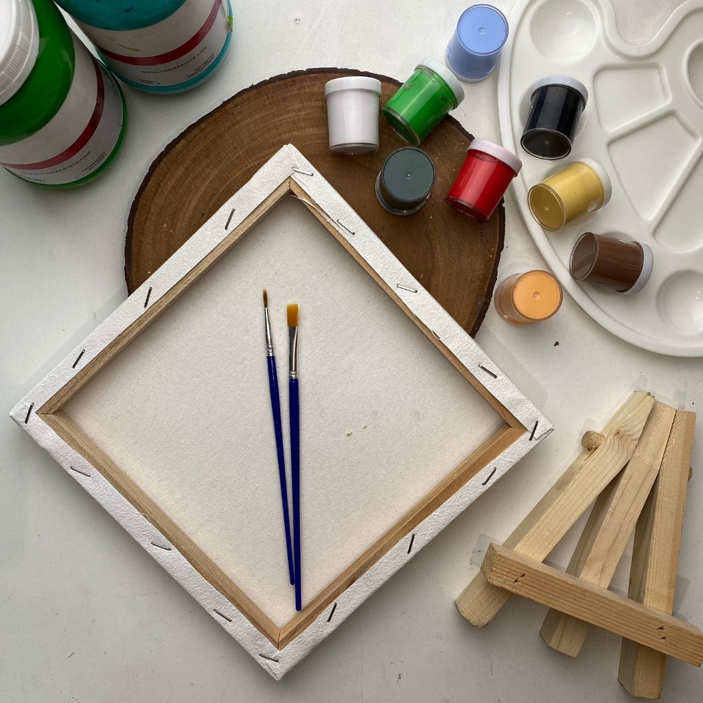 

Terlaris Canvas Lukis Set 20X20Cm / Kanvas Lukis 20X20Cm Cat Kuas Frame Kayu