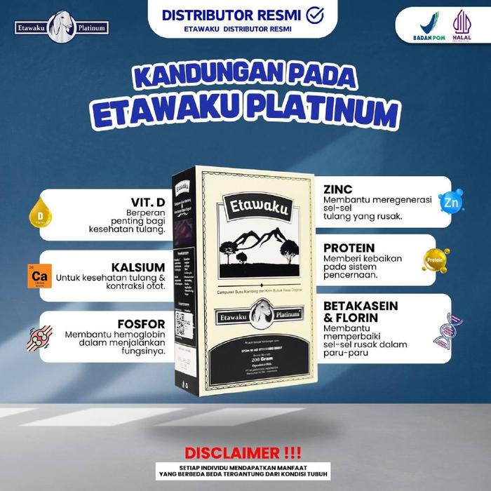 

terbaru !!! susu etawaku original 3 box 200 gram bpom halal distributor resmi [bisa cod] ready