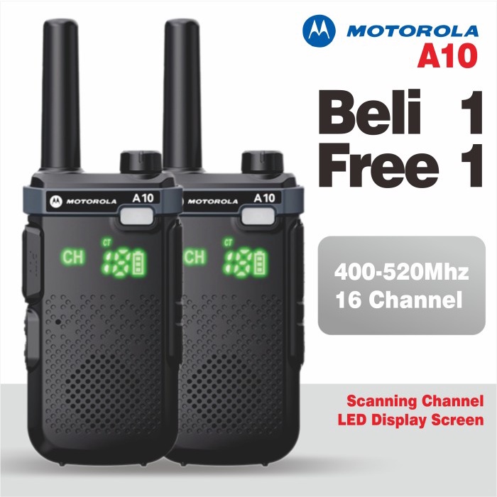 terbaru  ht motorola a10 moto a 10 walkie talkie [2 unit] frekuensi uhf type c charging ready