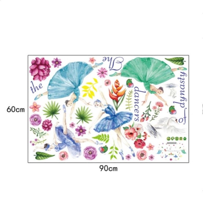 Stiker Dinding / Kaca / Wall Sticker (Tari Balet 4 Ballerina Cantik)