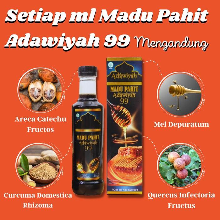 

MADU HITAM PAHIT ADAWIYAH 99 470GR - kesehatan - Madu Herbal - Honey