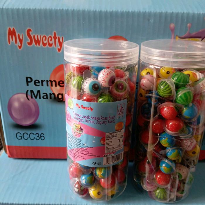 

Permen Lunak Mini MY SWEETY toples tabung biru isi 120 pcs Candy Snack
