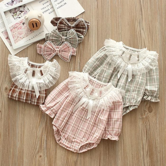 (Free Bandana) 0-12Bln Jumper Ruffle Basic Bayi Jumpsuit Romper Baju Pakaian Anak Catalog Yqer Yo