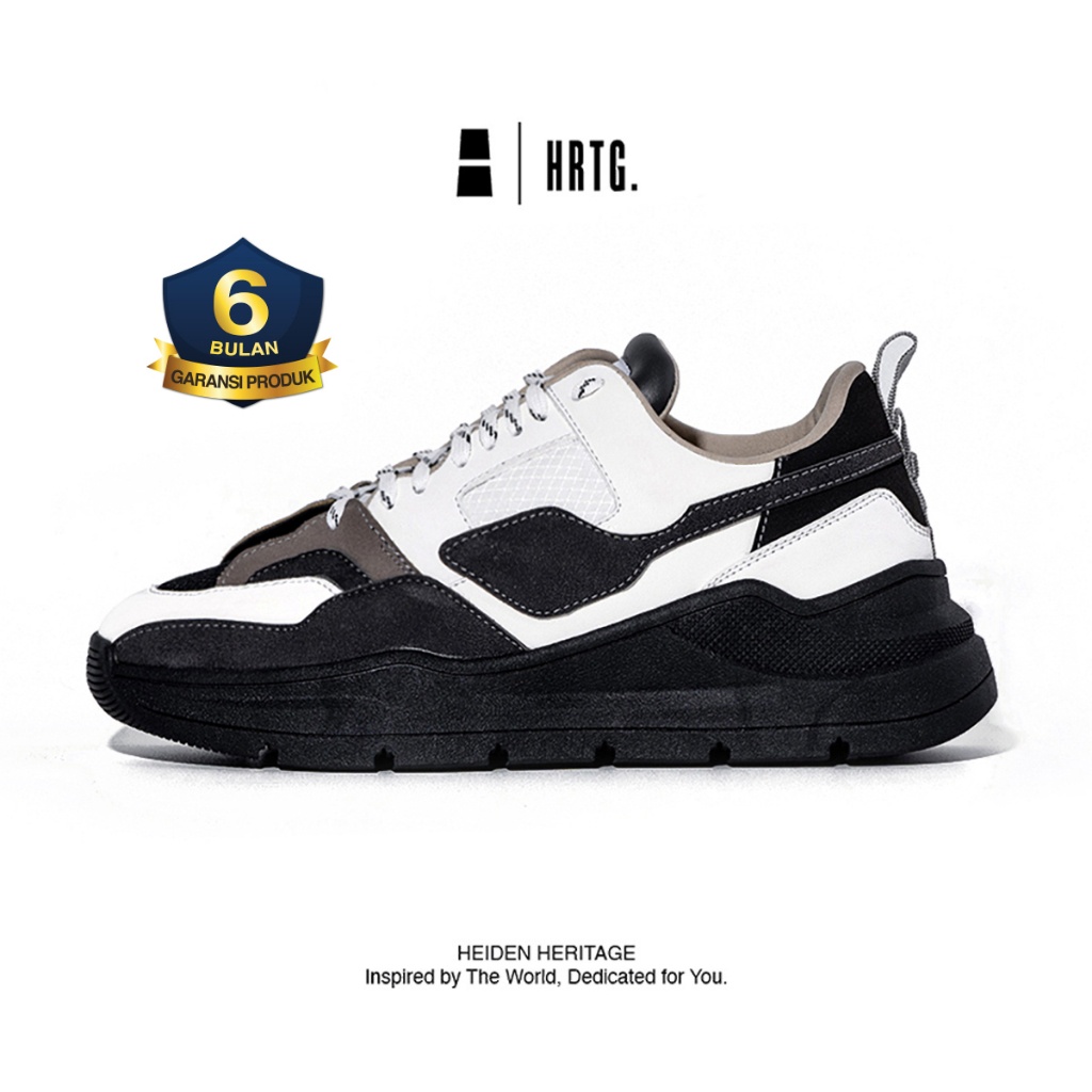 NEW HEIDEN HERITAGE [HRTG] - ZEPHYR - Black White Sneakers Sepatu Pria