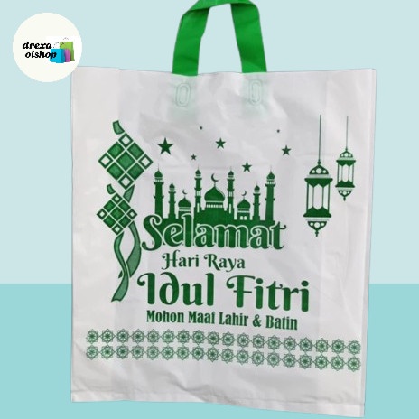 TERLARIS 45/35x40 cm Kantong plastik motif idul fitri, tas parcel lebaran