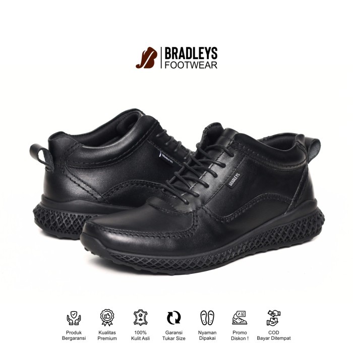 Sale Bradleys Hero Tl Black - Sepatu Kulit Formal Kasual Semi Boots Pria