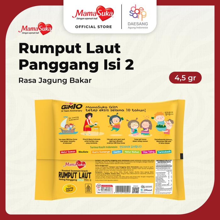 

SALE !!! BUY 5 GET 1 MAMASUKA - RUMPUT LAUT PANGGANG JAGUNG BAKAR ISI 2 @4,5 GR READYY