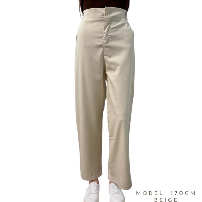 Celana Premium Katun Linen Kulot Highwaist Celana Hitam Wanita Celana Basic Kain Panjang Terlaris