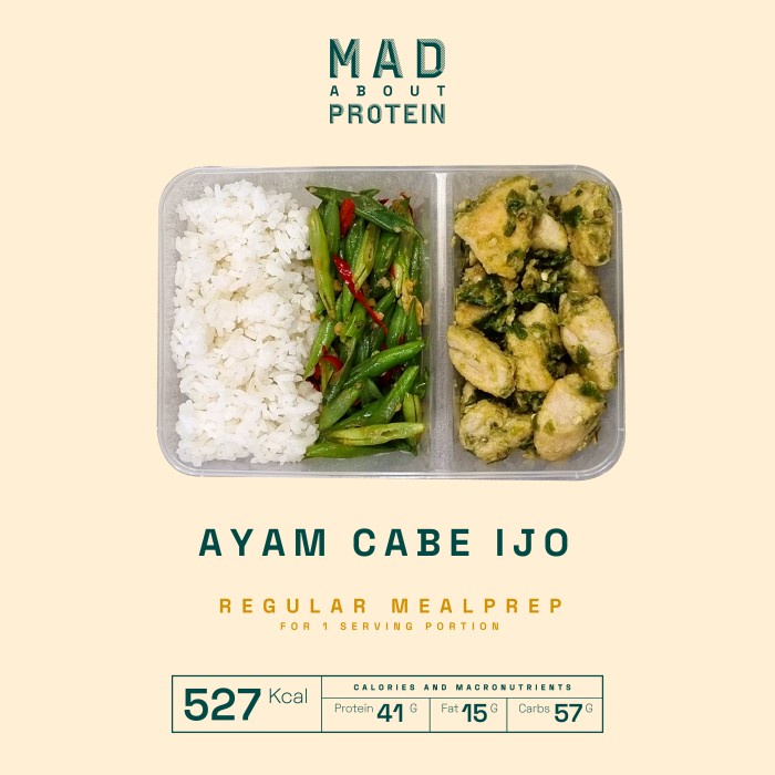 

Tersedia Ayam Cabe Ijo - MAD ABOUT PROTEIN Frozen Mealprep