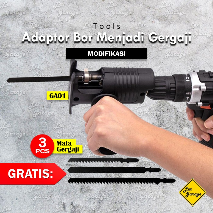 Adaptor Adapter Bor Listrik / Cordless Jadi Ke Gergaji Mesin Jigsaw