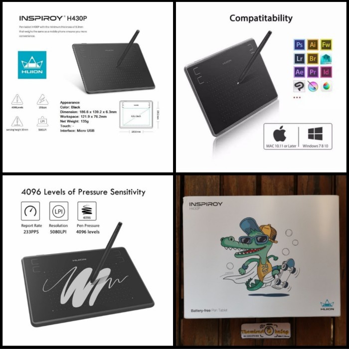 Huion H430P Graphic Drawing Tablet Design Signature OSU Tablet Gambar