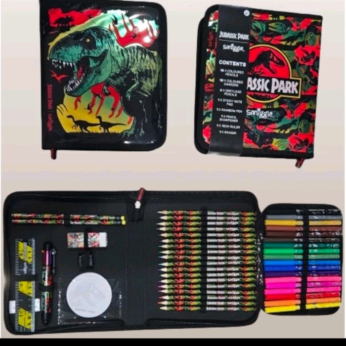 

Smiggle Zipit Stationery Jurassic/Jurassic Pencil Case Set/ Alat tulis