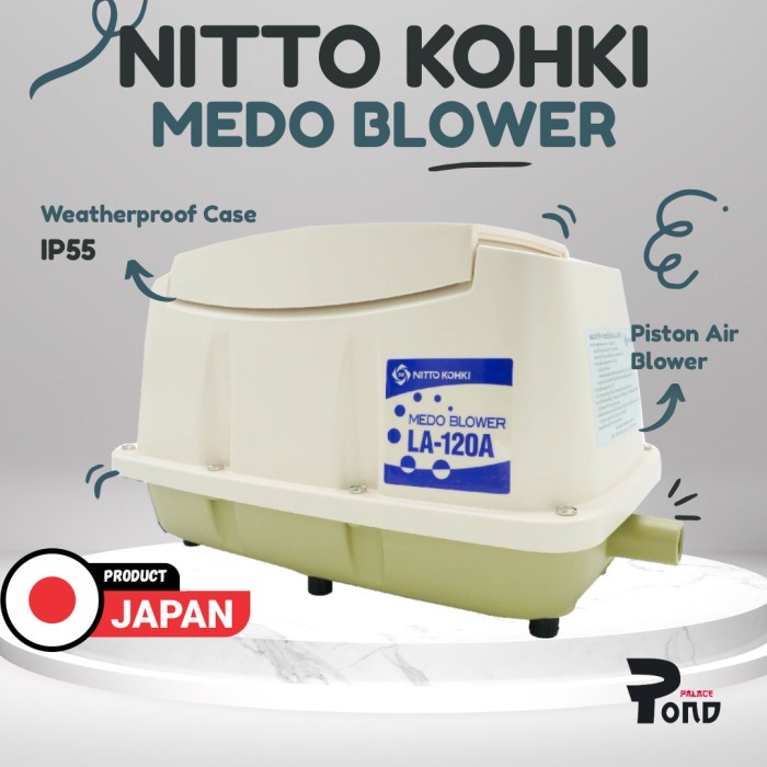 Aerator Nitto Kohki Medo Air Blower LA 120A Pompa Udara Kolam Koi