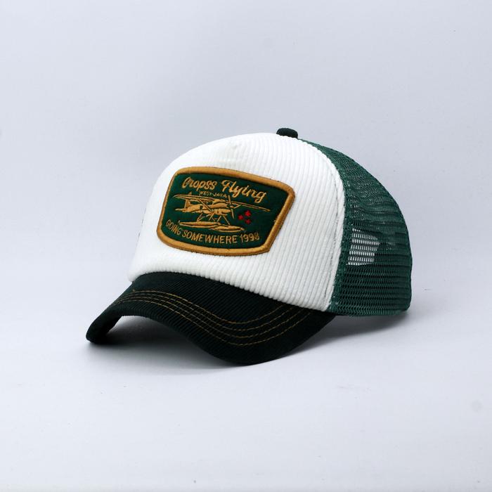 Trend" Cropss Topi Trucker Topi Jaring Lidah Pendek Topi Corduroy Bordir Cropss Flying