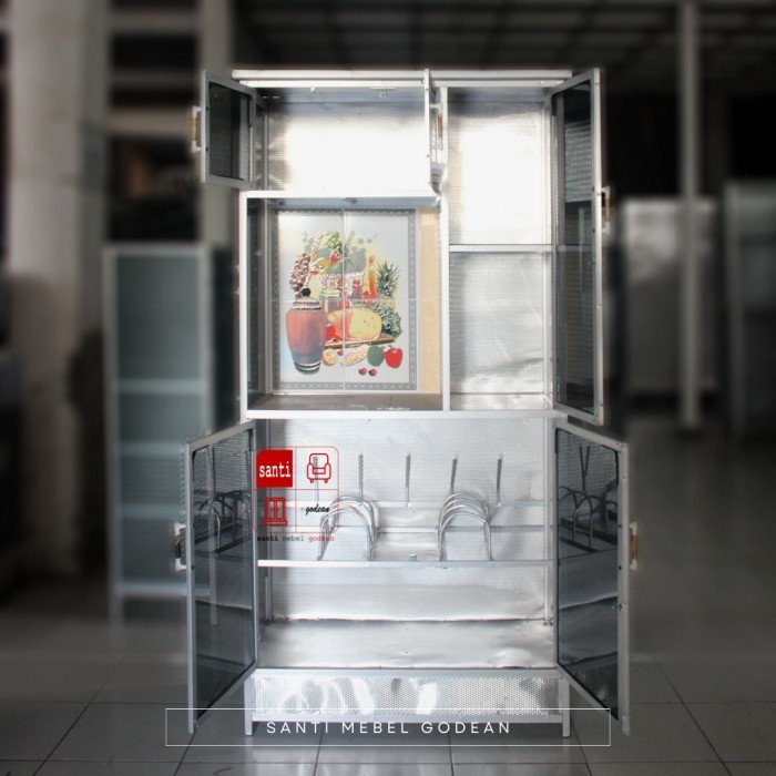 Lemari Dapur Rak Piring Alunium 5 Pintu Kecil Silv Standard