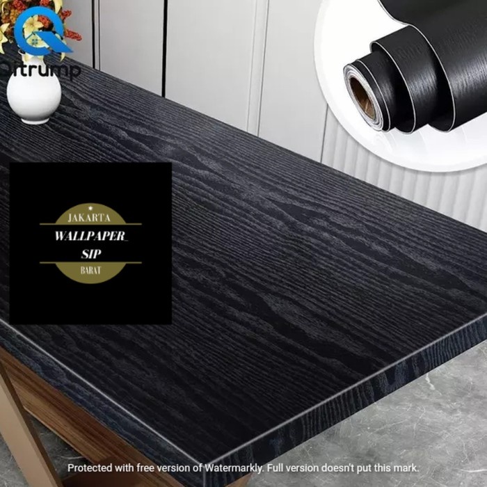 WALLPAPER STIKER KAYU HITAM POLOS