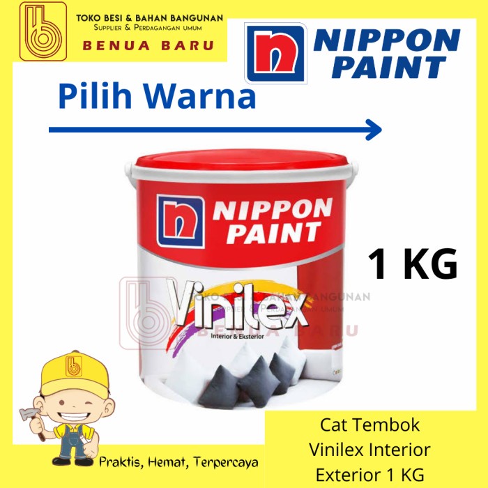 Cat Tembok Interior Exterior Vinilex 1 KG 300 SS White Putih
