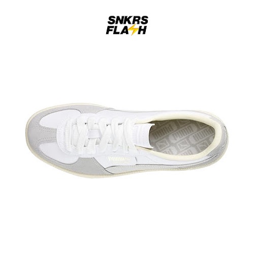 PUMA Palermo Lth White Light Grey Sepatu Sneakers Pria - 39646402