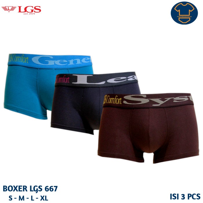 Boxer Pria Lgs 667 Isi 3 Celana Boxer Pria Sport