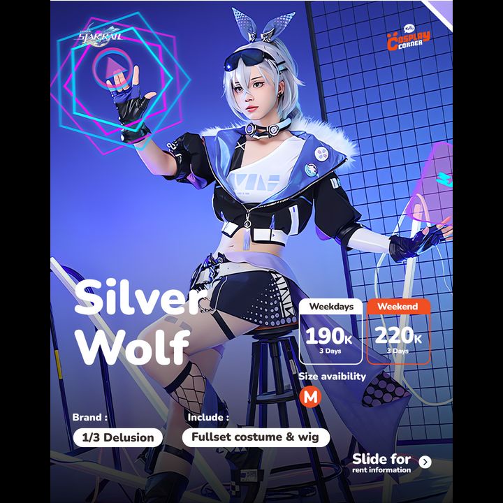 [Sell] 1/3 Delusion Silver Wolf Cosplay Costume Set - Honkai Star Rail (Size M) [KCC]