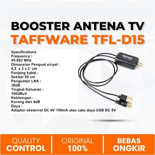 Taffware Tfl D15 Penguat Sinyal Tv Digital Booster Boster Antena Asli