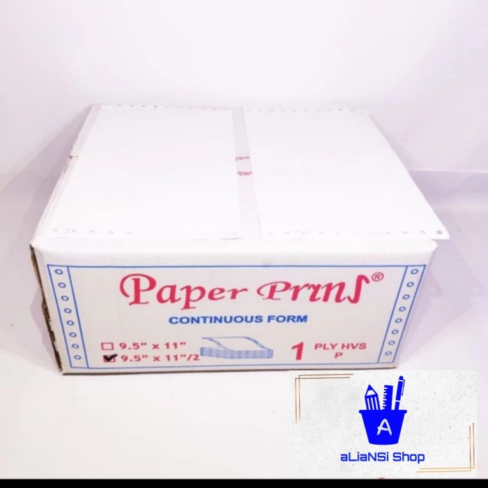 

Terbaru!! Continuous Form 9,5" X 11"/2 (1 Ply) Bagi 2 - Merk Paperpryns Packing Aman