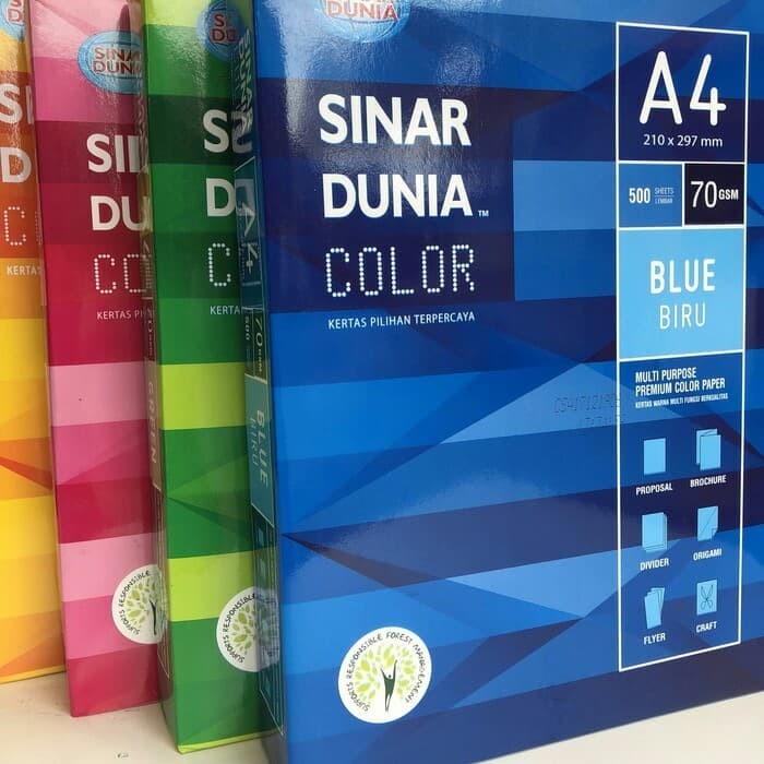 

Barang Terlaris [ Per Dus ] Kertas Hvs Warna A4 - F4 70Gsm Sidu Cod