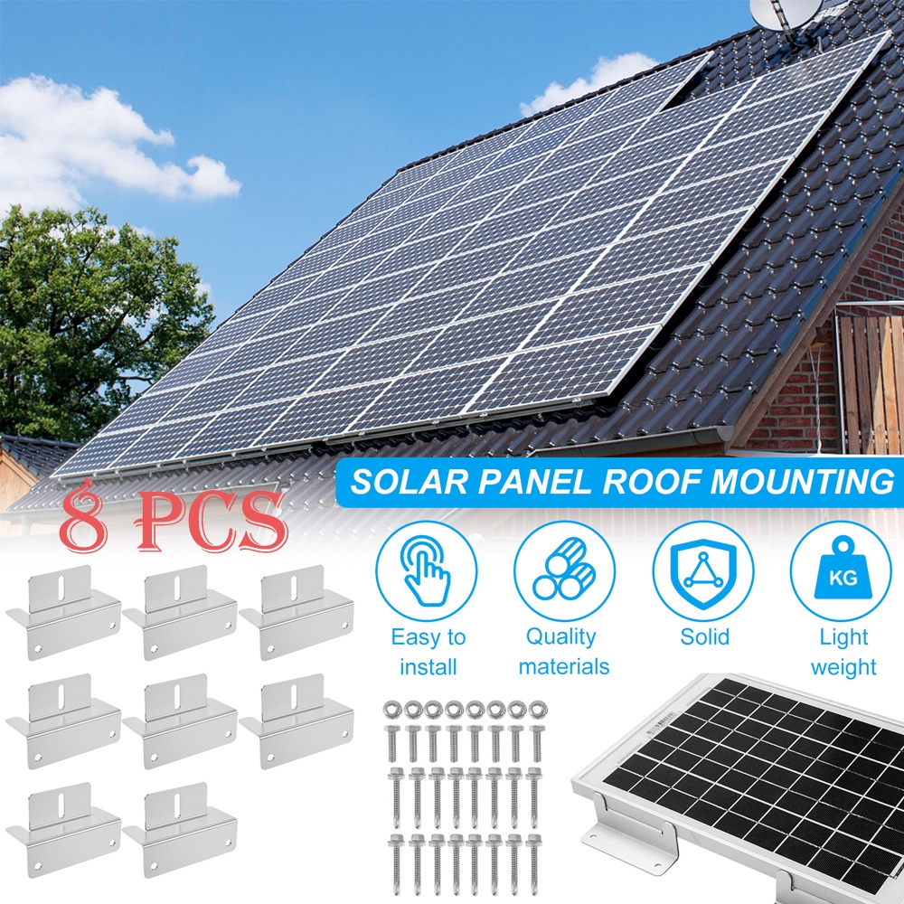 8Pcs Solar Panel Z Bracket Holder Kit Aluminum Alloy Sturdy Solar Panel RV Roof Mount Z Bracket with