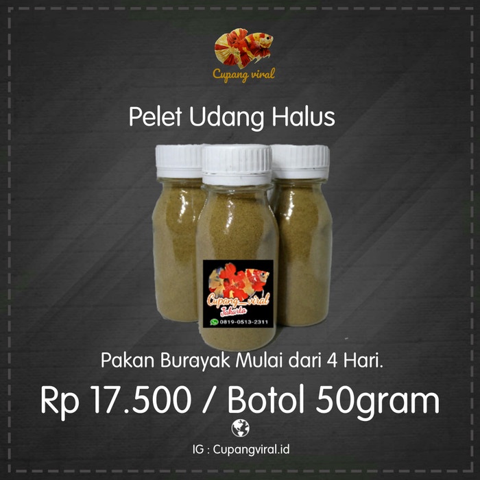 Promo Gila Pelet Udang Halus, PAKAN Burayak Cupang&Guppy, dan Pakan Daphnia Magna