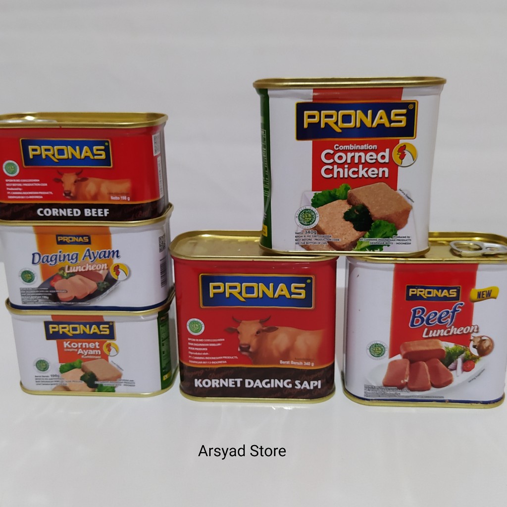 

Kornet Pronas Ayam, Daging Sapi, Ayam Luncheon, Daging Sapi Luncheon kemasan 198 gr 340 gr
