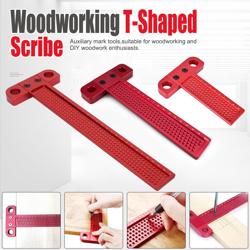 Woodworking Scribe T100/T160/T260 T-type Ruler Hole Scribing Gauge Aluminum Crossed Feet Crossed-out