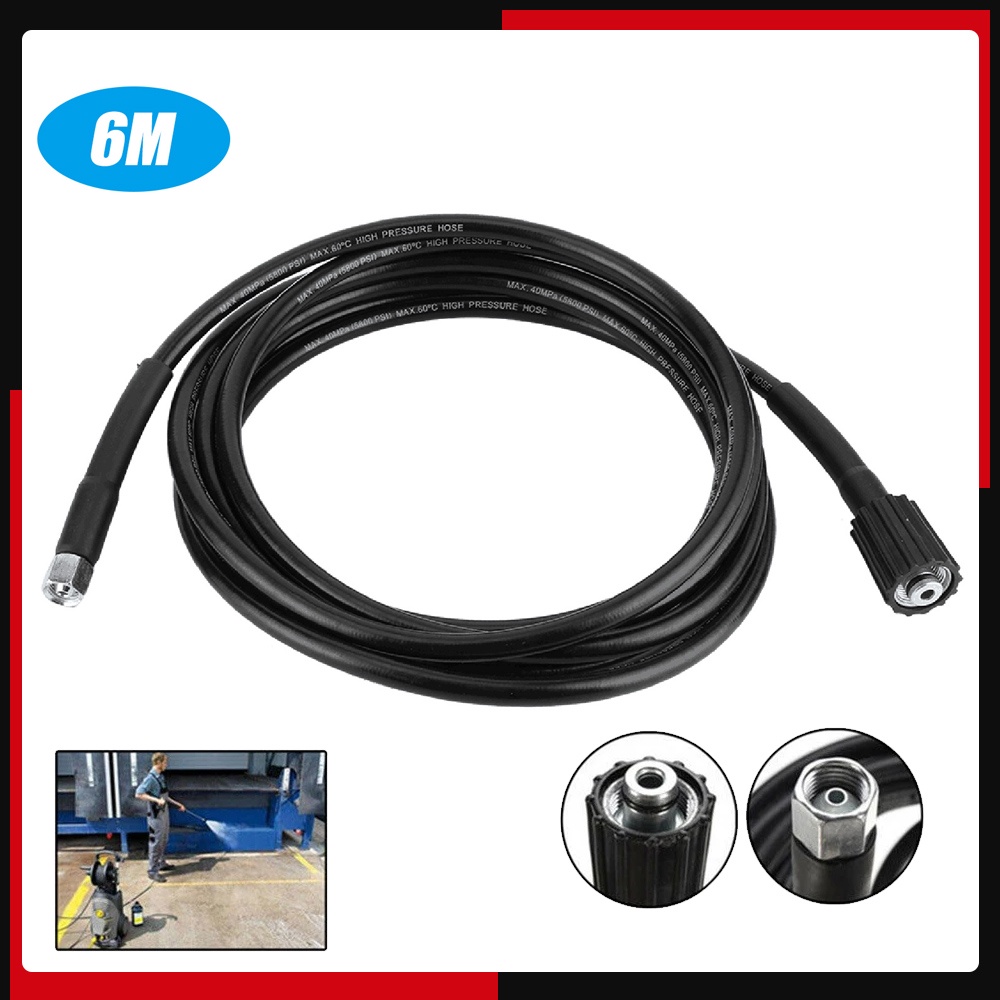 6M High Pressure Garden Car Water Sprayer 5800PSI M14 X M22 Jet Washer Hose Tube Compatible with Kar