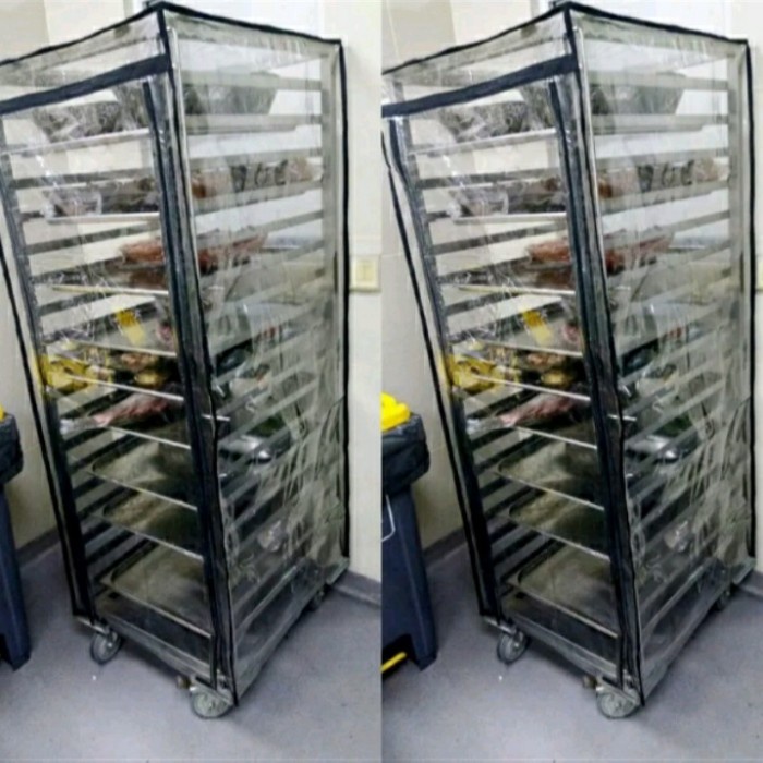 Cover plastik penutup rak loyang roti untuk rak 10-15 susun