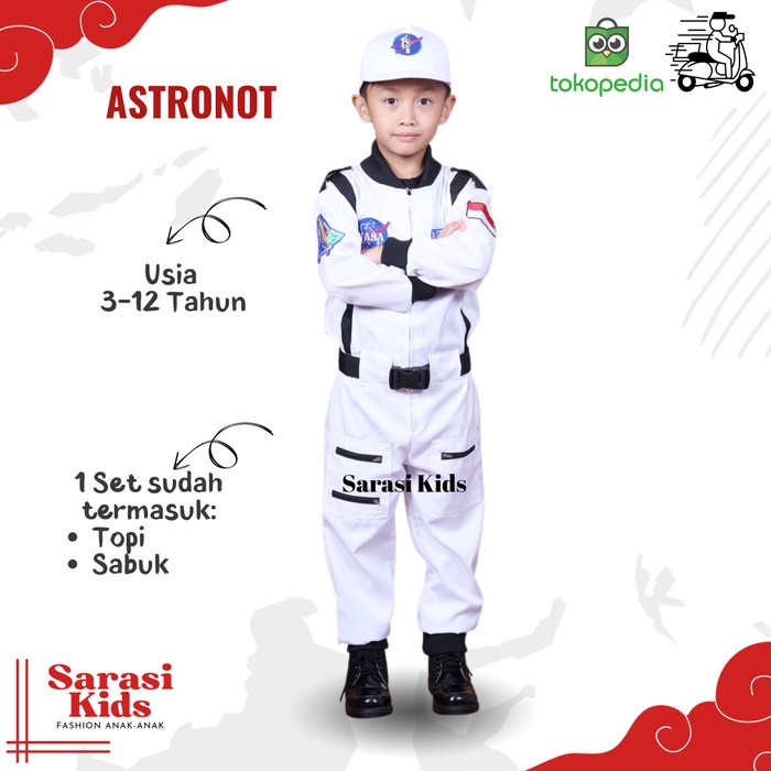 TERLARIS Baju astronot kostum astronot pakaian luar angkasa baju profesi anak