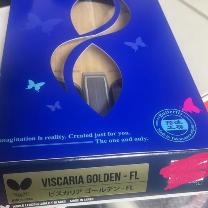 Butterfly Viscaria Golden FL shakehand original blade bat tenis meja pingpong kayu