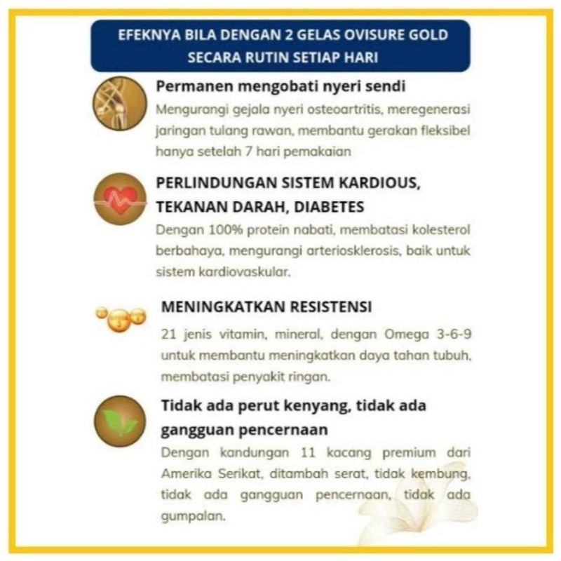 

3 BOX Susu Ovisure Gold Original Susu Vitamin Tulang & Sendi Atasi Nyeri Sendi Asam Urat