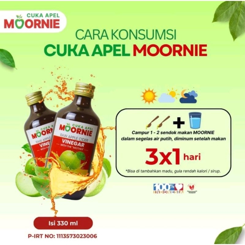 

Cuka Apel Original MOORNIE Organic Apple Cider Vinegar With Mother Untuk Diet & Kesehatan