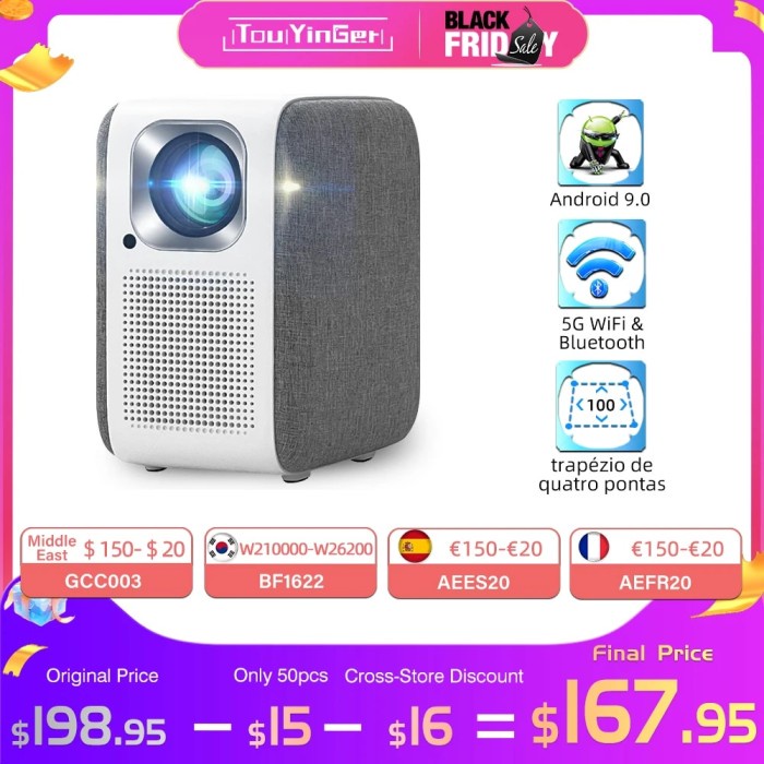 TouYinger H6 Pro Mini Projector Smart Home Theater Android Beamer for