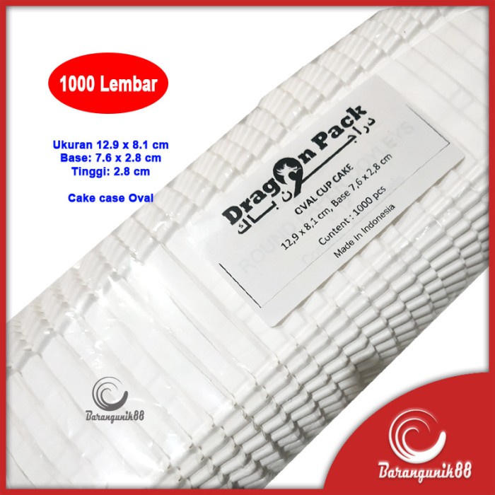 Kertas Bolu Kukus Oval 129mm 1000 Lembar Risol Cake Case Cup Cake - Putih (GP), 129mm