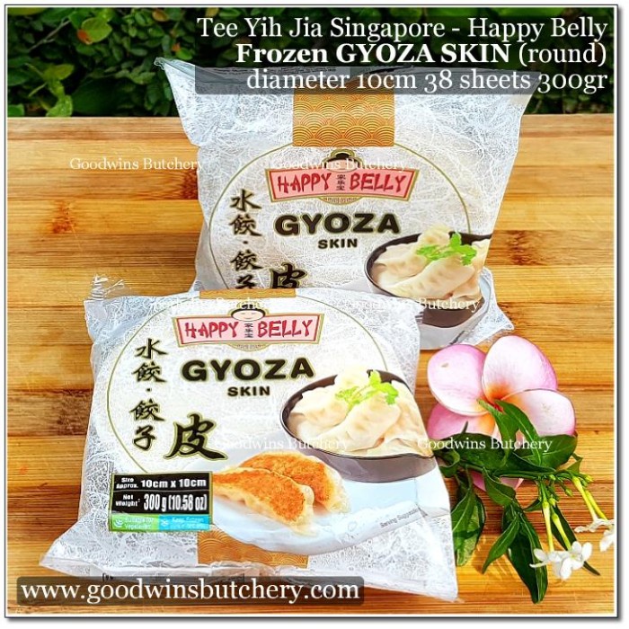 

Ready" Happy Belly Frozen Gyoza Dumpling Skin Kulit Pangsit 10X10Cm 300Gr