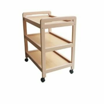 Meja Rak Dorong Tv Dispenser Kayu 3 Susun Roda