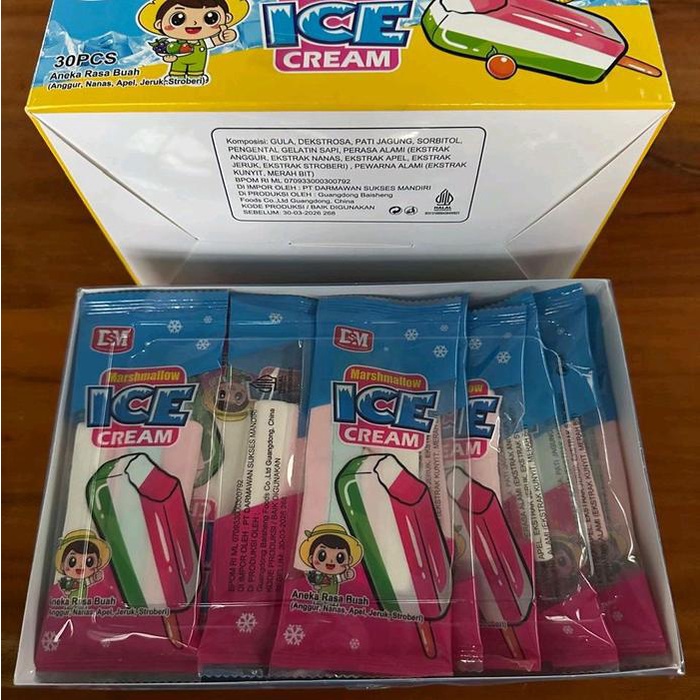 

Marshmallow Ice Cream 1 pack isi 30 bungkus aneka rasa buah buahan