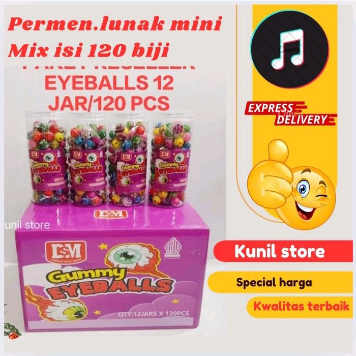 

[PAKET HEMAT 3 TOPLES] Permen Jelly Lunak Mini Mix rasa buah 120pcs & 200pcs/toples Candy Food Gummy