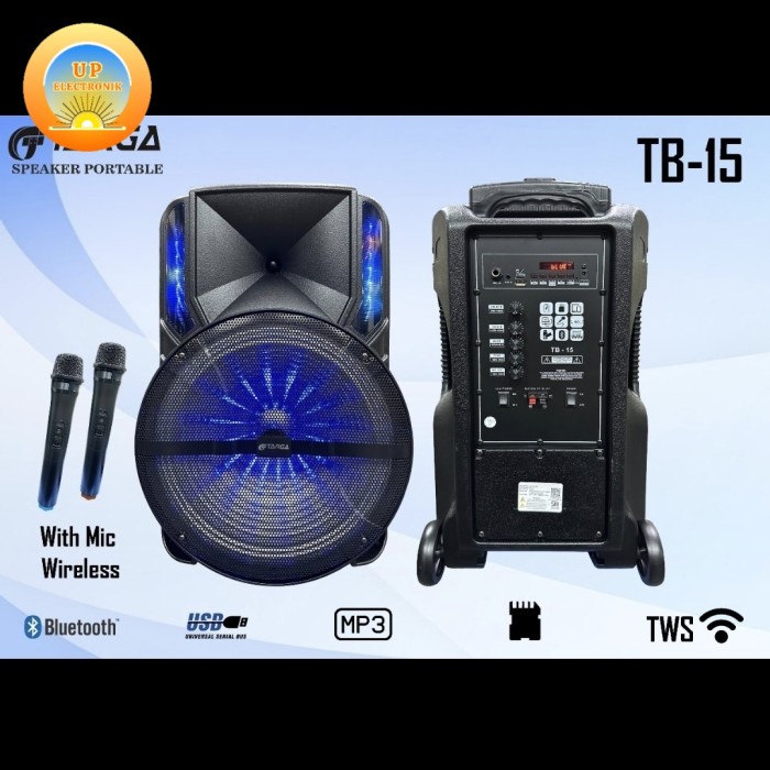 Speaker Portable Wireless TARGA 15 M Aktif 15 Inch Bluetooth Usb ORI