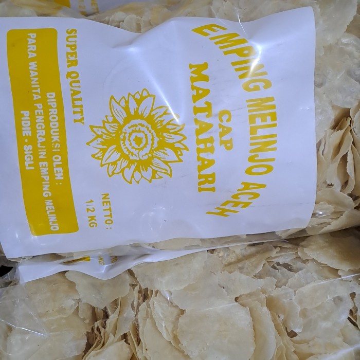 

SALE !!! EMPING MENTAH MELINJO ACEH MATAHARI 500GR SUPER TIPIS.GRADEA 100% ACEH READYY
