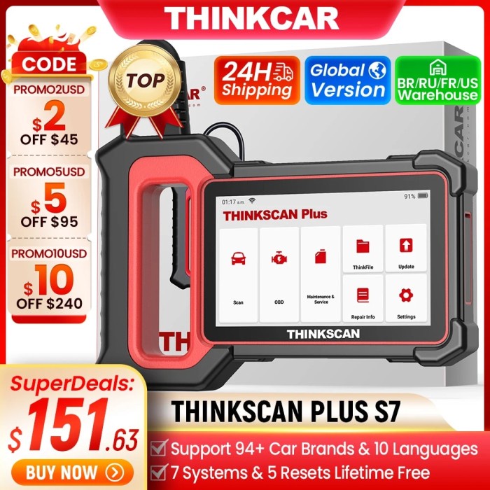 THINKCAR Thinkscan Plus S7 OBD2 Scanner Professional Automotive Code